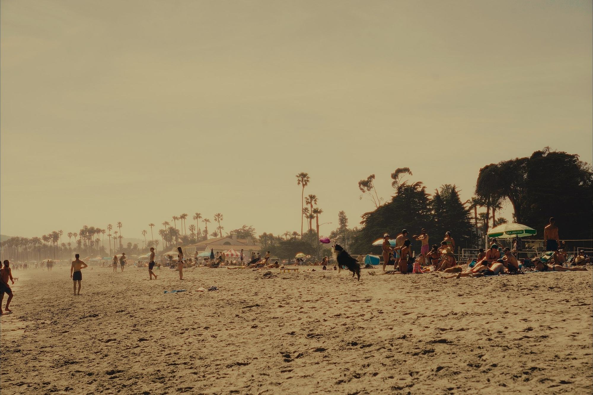 Beach crowd, color graded