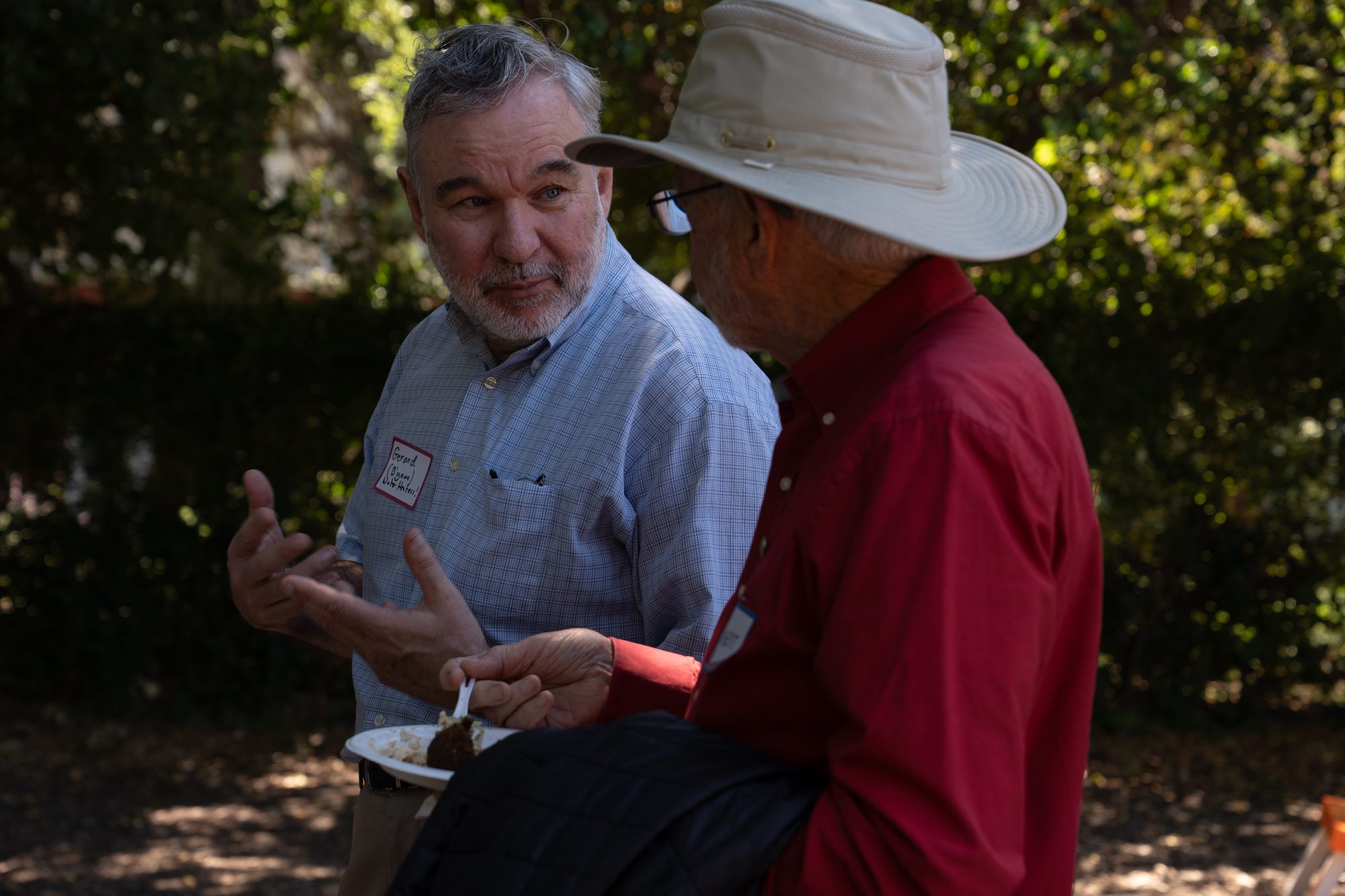 Attendees in conversation
