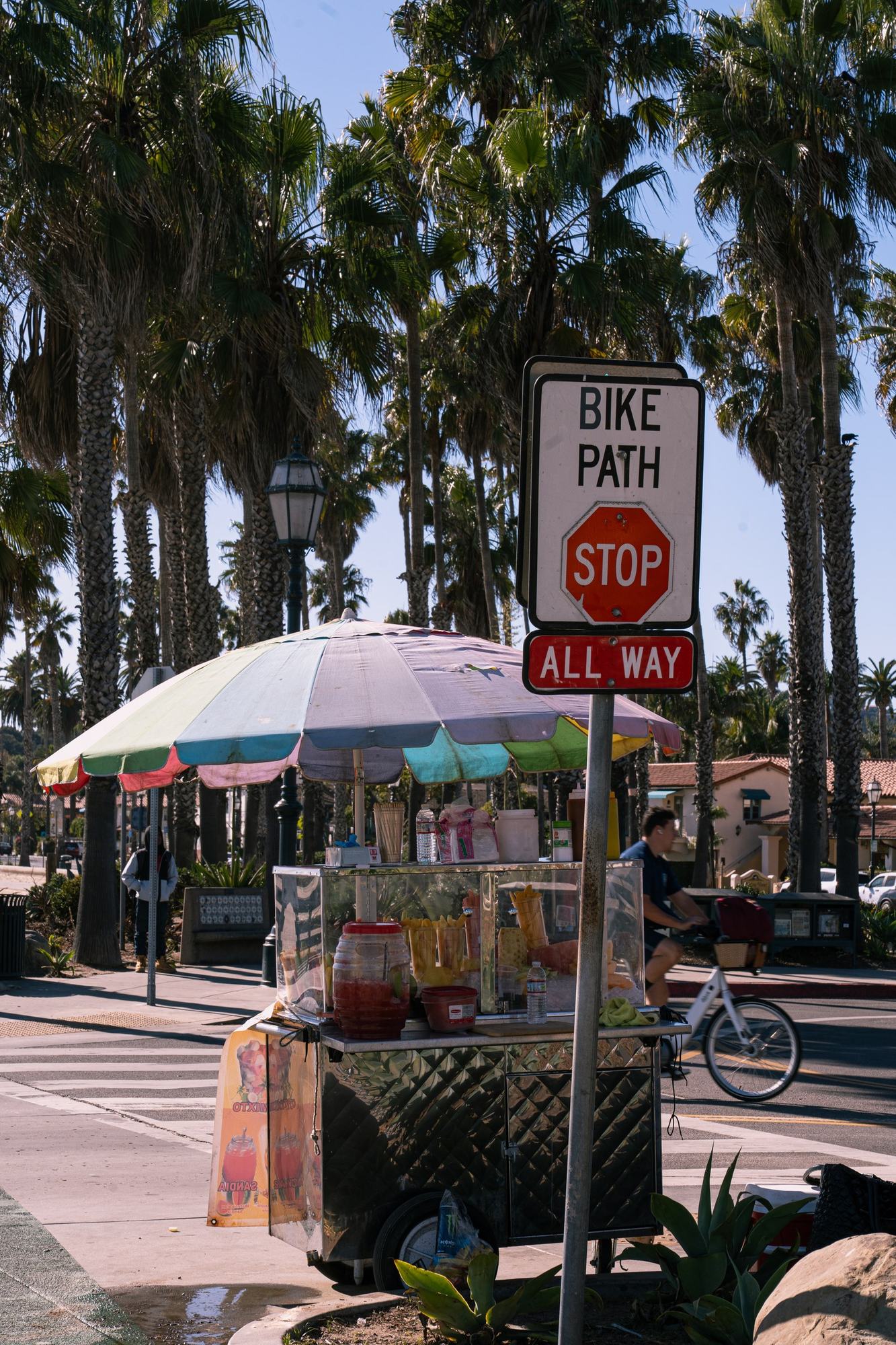Santa Barbara bike path and food cart